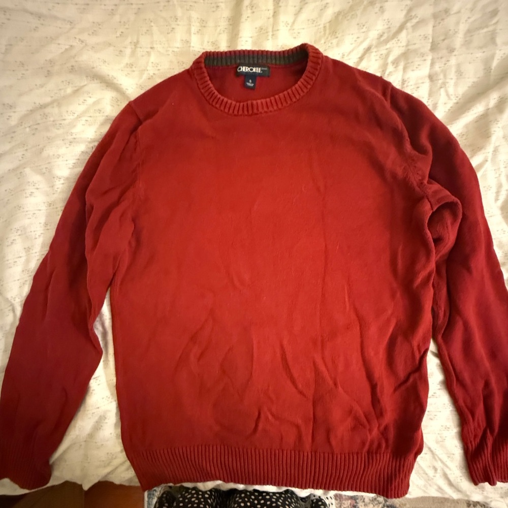 Cherokee Men's Deep Red Crewneck Sweater